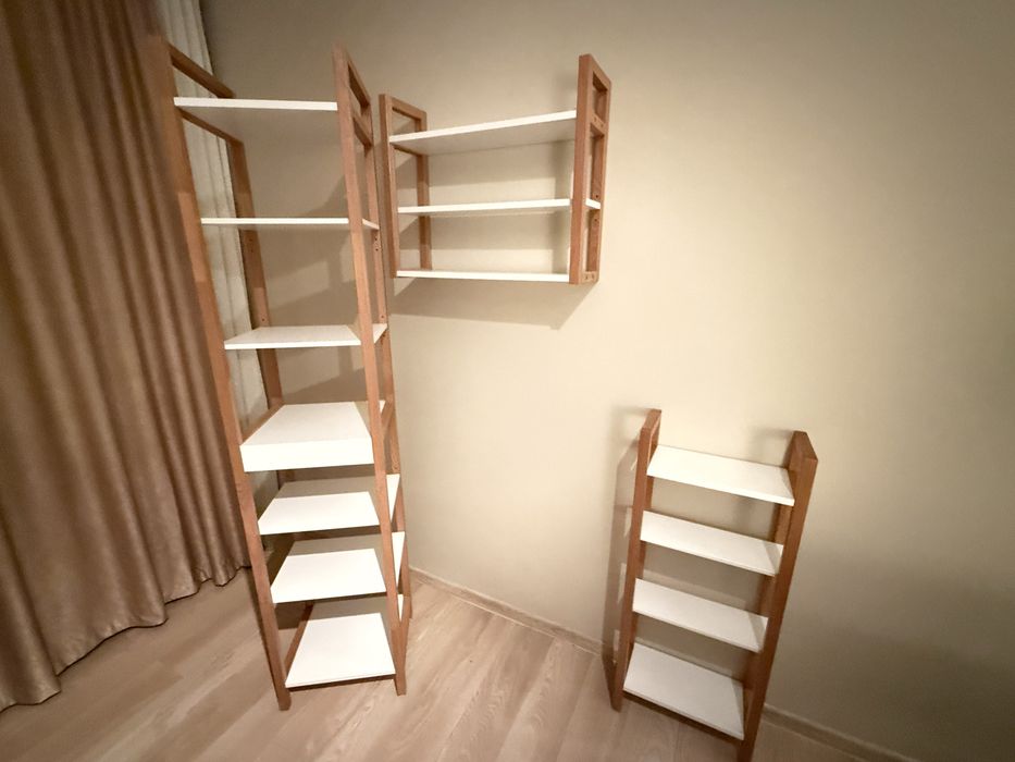 Set 3 etajere modulare lemn/PAL - design scandinav, stare impecabilă