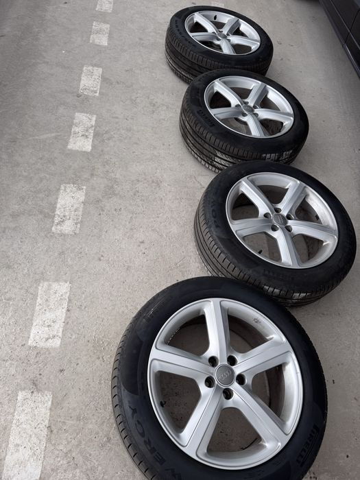 Set Jante Aliaj Originale Audi R19 model S-line  cod:8R0601025L + Anvelope Pirreli