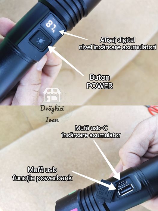 Lanterna LASER DIGITAL- led PM10 ULS tip LASER pt.distanta < 800m