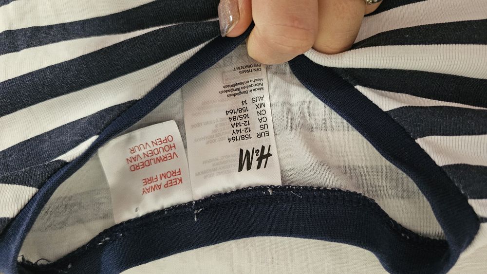 Pijama albastra bluza cu maneca lunga și pantaloni scurți 158-164 h&m