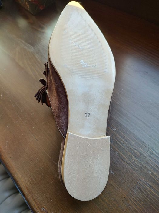 Saboti din piele intoarsa nr. 37 - maro vizon