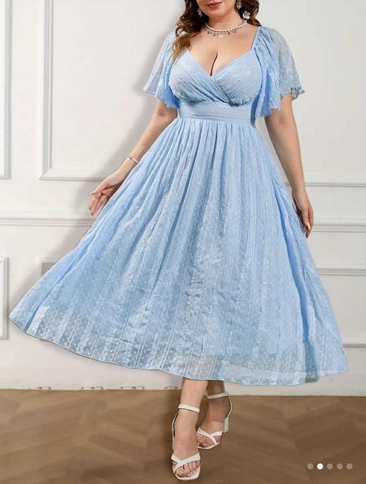 Светлосиня официална макси рокля