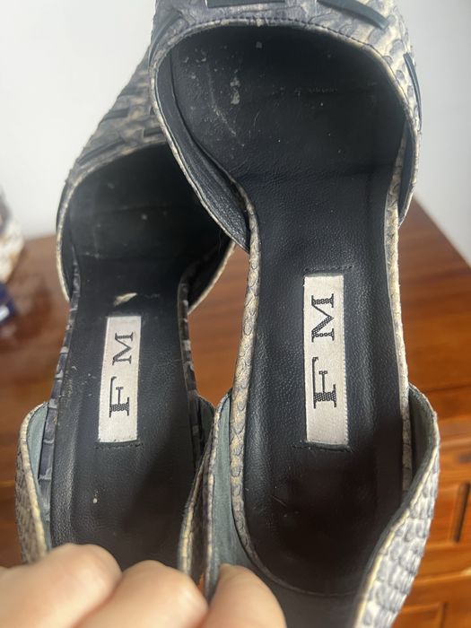 Сини змийски обувки kitten heel нисък ток