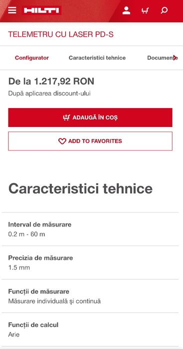 De vanzqre telemetru Hilti PD-S. Am și Bosch