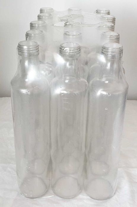 Стъклени прозрачни бутилки (30 бр, 500мл, капчки)
