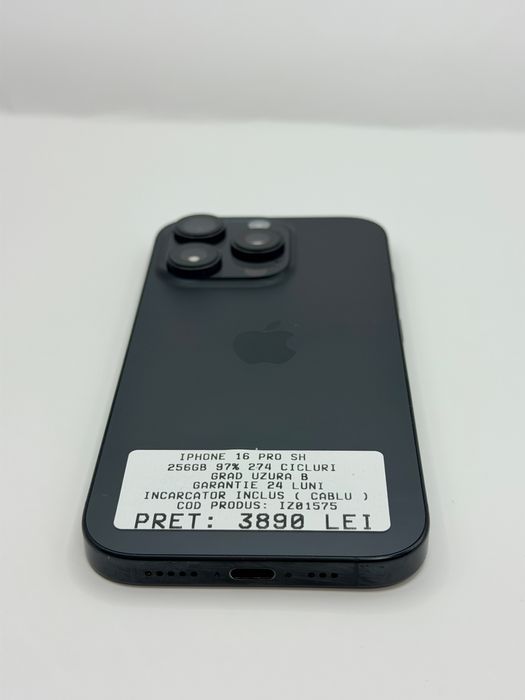 Iphone 16 Pro 256GB 97% Negru Garantie Rate BuyBack - zonemag.ro