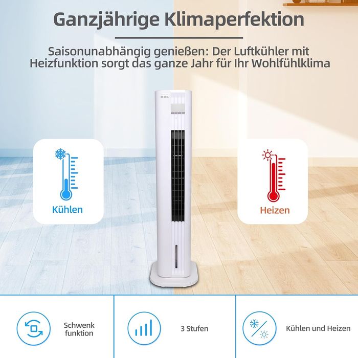 Мобилен климатизатор Be Cool 4 в 1 с охлаждане и отопление, 4.5L, 3000W