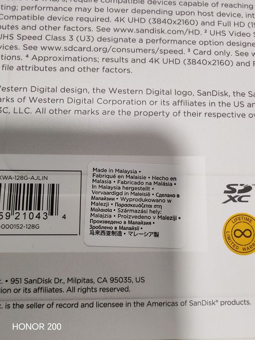 Sandisk Extreme Plus SD 128gb 4K V30