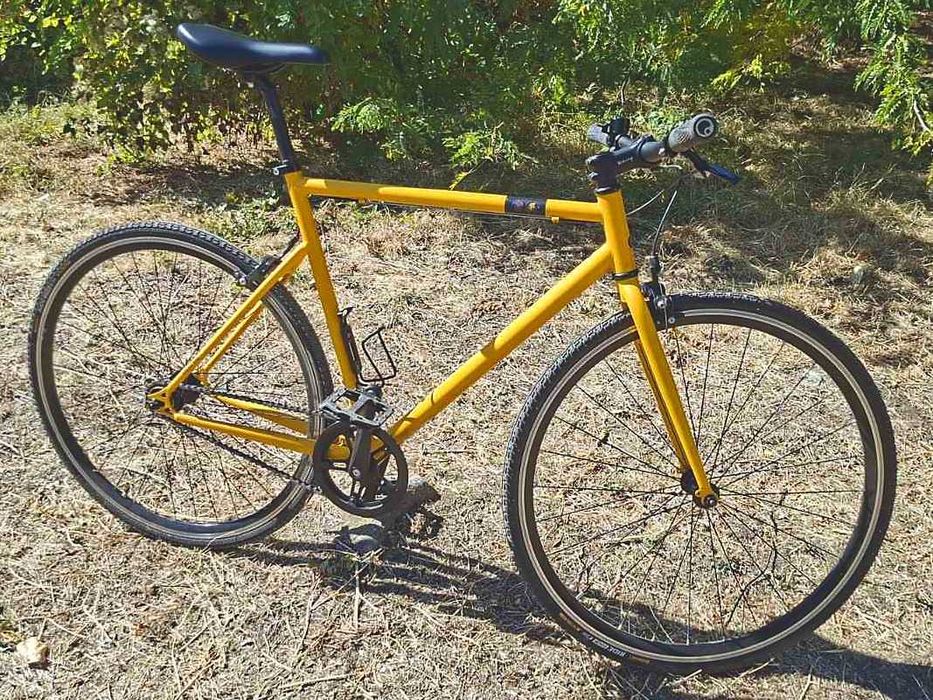 Градски велосипед Elops Single Speed 500, жълт, с ъпгрейди и нови гуми!