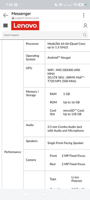 Таблет Lenovo Tab 7 Essential TB-7304l
