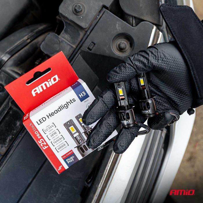 LED крушки H3 12/24V AMIO F25 PRO BLACK Edition Лед крушка FULL CANBUS