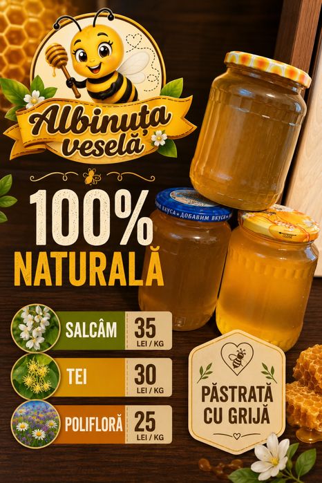 Vând miere naturală de salcăm;tei;poliflora