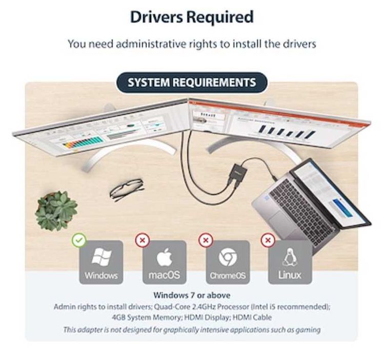 StarTech USB32HD2 –USB към HDMI (адаптер/видео карта) за втори монитор