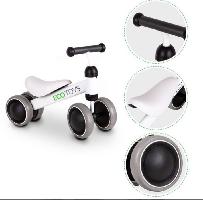 Детско колело за баланс бяло и черно