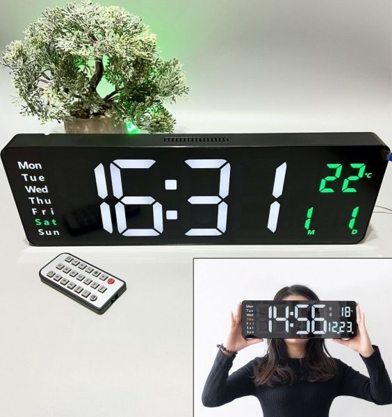 Большие стильный электронные часы на стену с пультом  модел DS-6626
