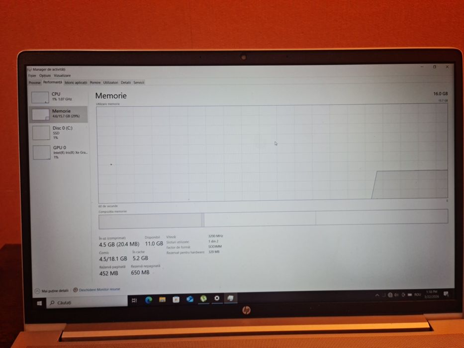 HP Probook I5 11g 2.4Ghz 16GB RAM 500GB SSD Iris xe  stare EXCELENTA