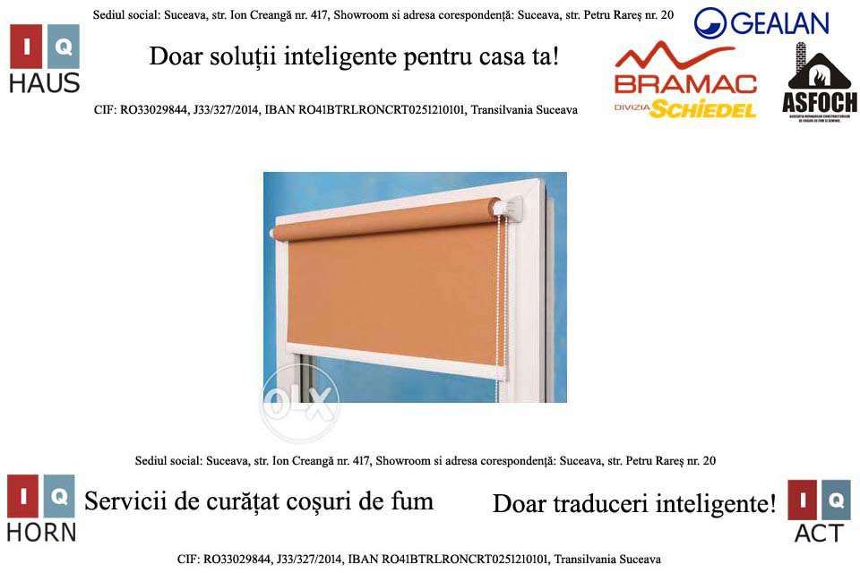 Rolete interioare de tip textile diferite dimensiuni si culori