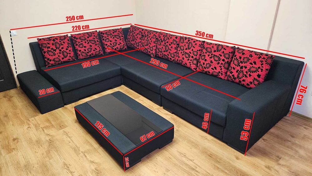 Colțar modular + măsuță de cafea – stare excelentă