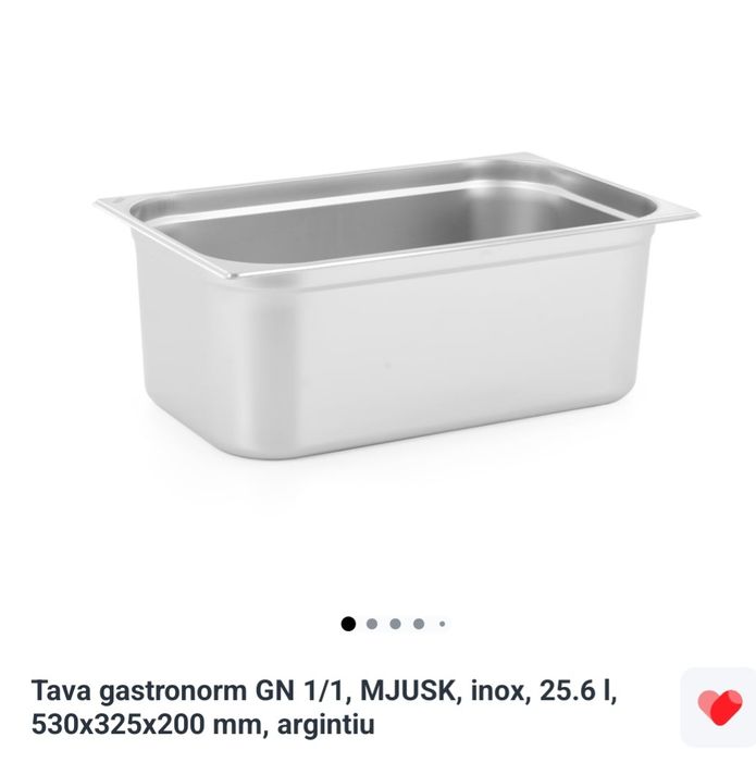 recipient tava 25.6 L capac gastronorm inox argintiu MJUSK