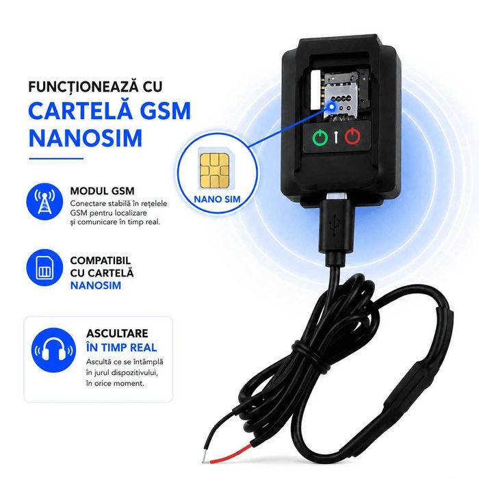 Microfon Spion pentru autovehicule – Alimentare 12V cu Localizare GPS si Control Prin SMS sau Aplicatie SMT SECURITY