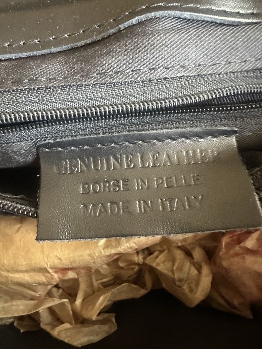 Италианска черна кожена чанта