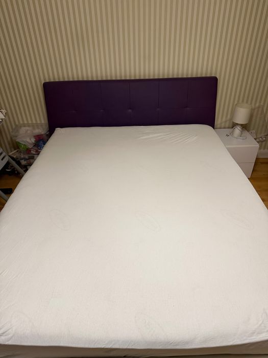 Pat tapițat cu ladă 160x200 saltea inclusă