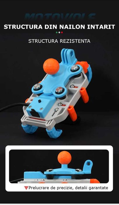 Suport Telefon Moto/atv antivibratii cu incarcare wireless si port Usb