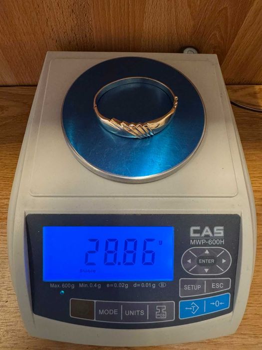 Златна Гривна - 28.86 гр. - 14 кр. / 585 - диаметър 6 см.