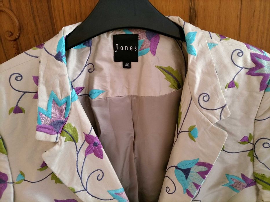 Sacou din matase brodata cu imprimeu floral, Jones, nou, mar 40-M