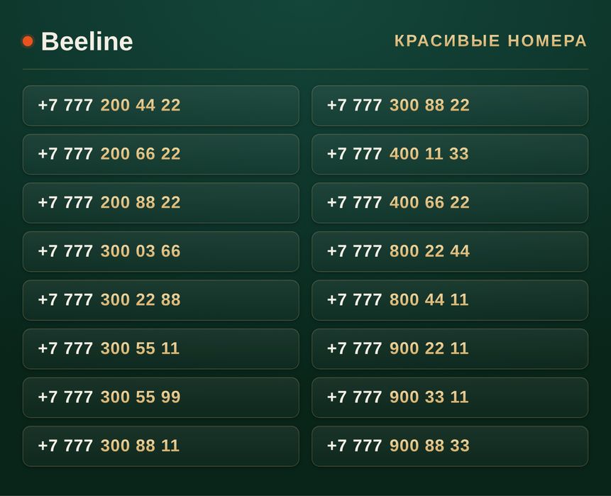 VIP номера Beeline / Красивые номера / Beeline