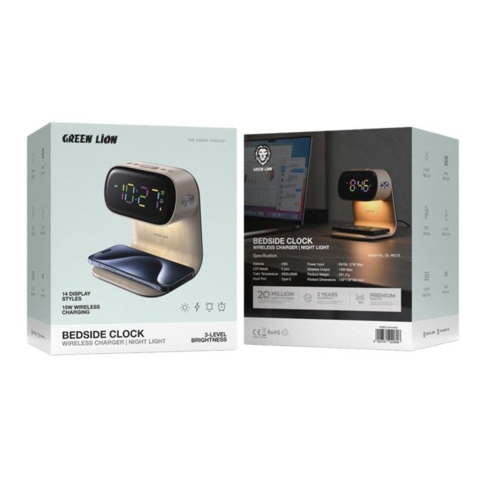 Прикроватные часы / часы с беспроводной зарядкой /Доставка 24/7