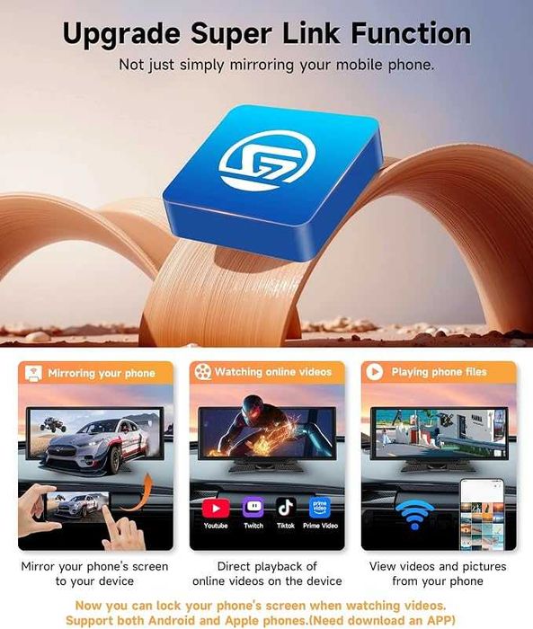 Безжично Carplay Android Auto екран 10.26 инча преносимо автомобилно стерео, Hodozzy HD