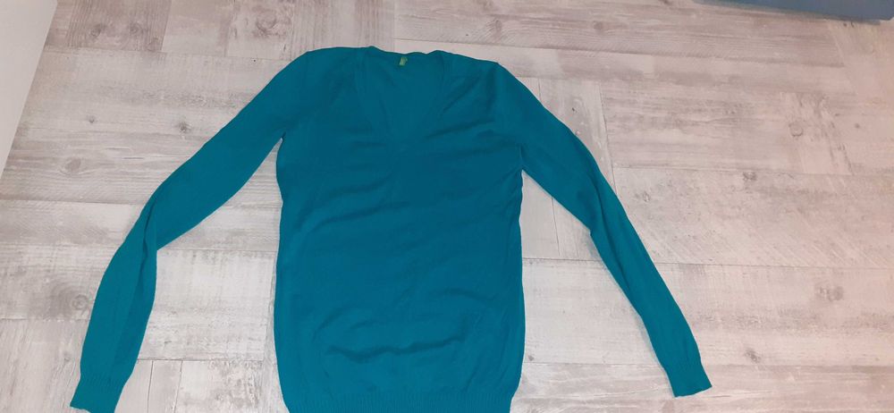 Pulovar turcoaz Benetton, mas XS
