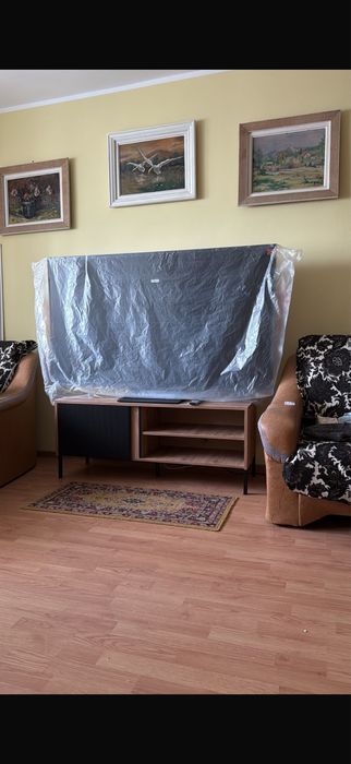 Comoda TV Riflaj Negru-Stejar 120cm
