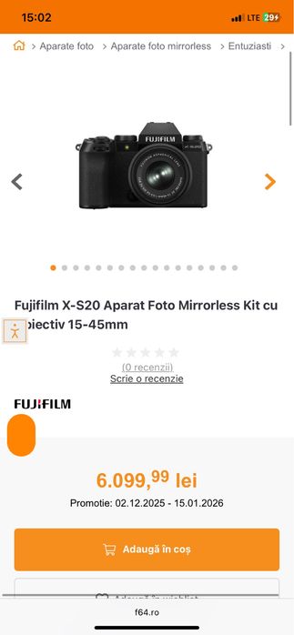 Fujifilm X-S20  Kit cu Obiectiv 15-45mm