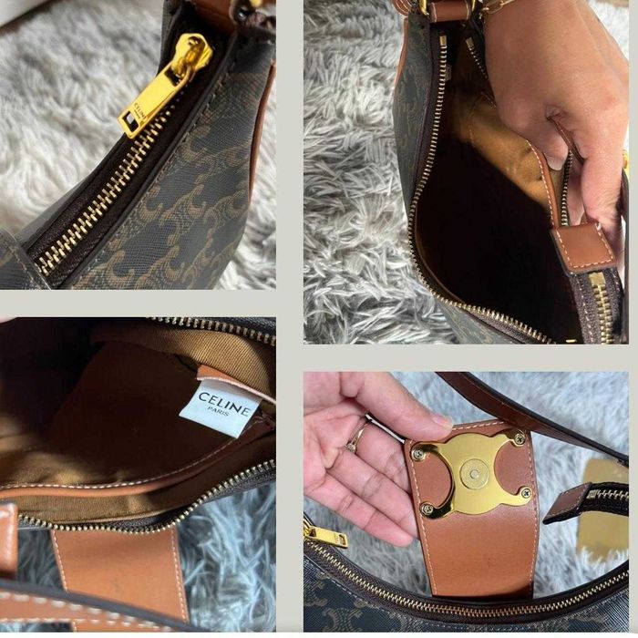 Geantă Celine Ava Triomphe Monogram, Piele Maro