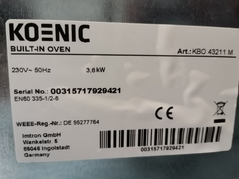Фурна за вграждане KOENIC