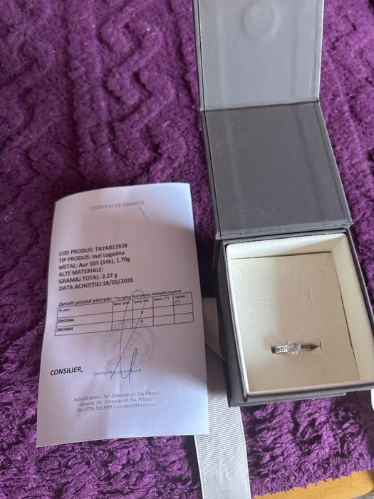 Inel teilor aur alb cu zirconia