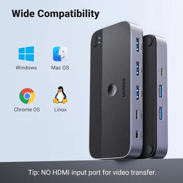 UGREEN USB 3.0 Switch,2 In 4 Outpu USB Switcher,2 Computers Share Type