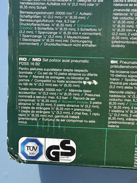 Set polizor axial pneumatic Parkside