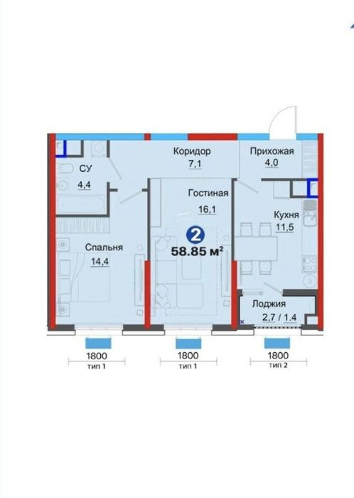 Продажа 2-х комнатная квартира, ЖК Янги Бахт от NRG, Бектемирский райо