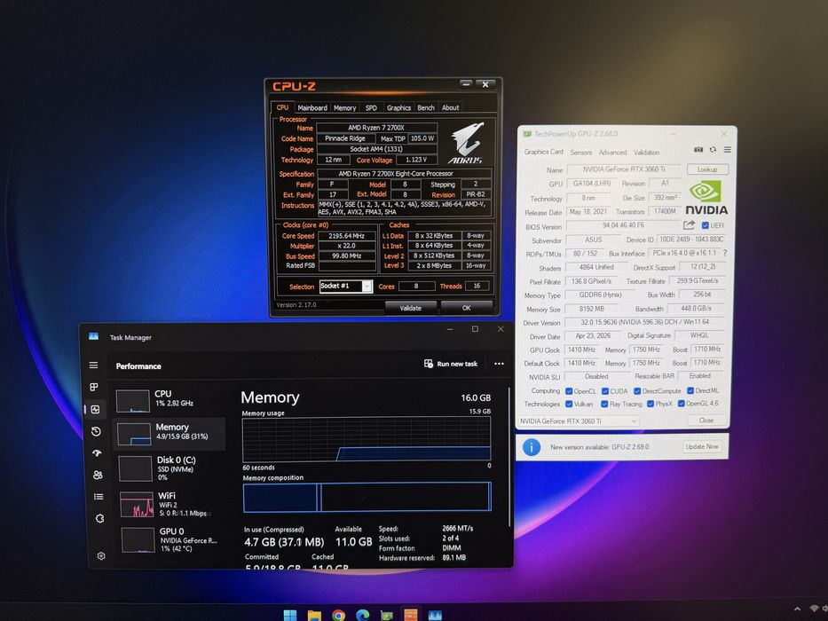 PC Gaming RTX 3060 TI | Ryzen 7 2700X | 16GB Ram