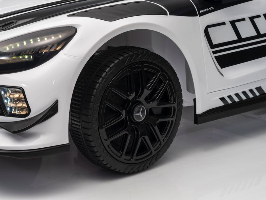 Mercedes-benz gt3 amg 12v - детска акумулаторна кола, бяла, eva гуми