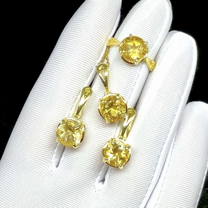 Комплект с натуральными Цитринами