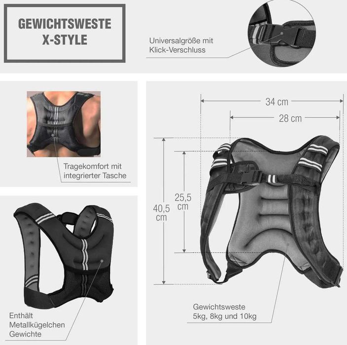 Vestă cu greutăți X-Style, greutate 5 KG