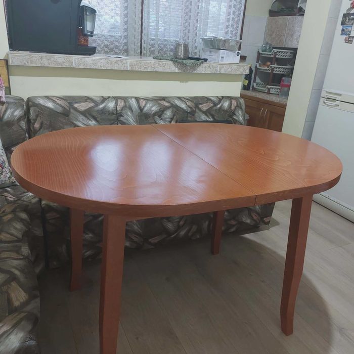 Стилна трапезна маса, елипса+стъкло, готова за дома!