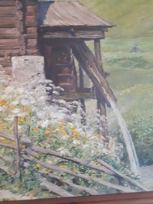 tablou vechi pictura pe panza 56/69 cm semnat F K Kerner