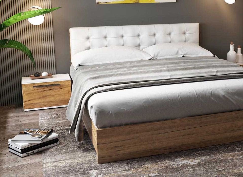 Set Dormitor Timea 7 piese Tapitat Alb - Transport Gratuit