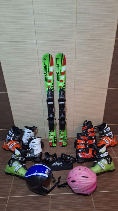 Set schiuri copii 100cm- clapari ski, casca,bete
