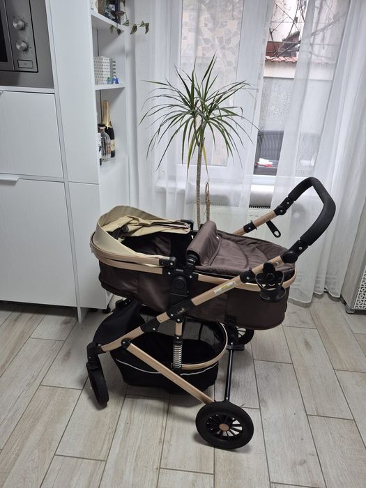 Set cărucior L-SUN + scoică auto – landou + sport, stare foarte bună